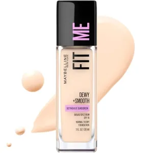 Maybelline Fit Me Dewy   Smooth Liquid Foundation Makeup, Medium Buff, 1 Count (Packaging May Vary)