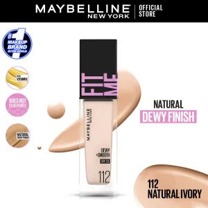 Maybelline Ny New Fit Me Dewy   Smooth Liquid Foundation Spf 23 - 112 Natural Ivory 30Ml - For Normal To Dry Skin