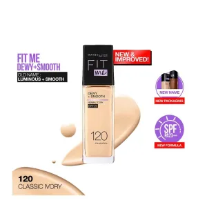 Maybelline Ny New Fit Me Dewy   Smooth Liquid Foundation Spf 23 - 120 Classic Ivory 30Ml - For Normal To Dry Skin