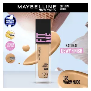 Maybelline Ny New Fit Me Dewy   Smooth Liquid Foundation Spf 23 - 128 Warm Nude 30Ml - For Normal To Dry Skin