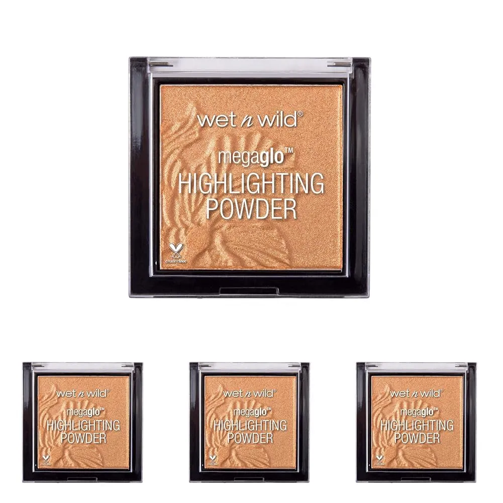 Megaglo Highlighting Powder, Highlighter Makeup, Shimmer Glow, Pink Rose Gold Blossom Glow