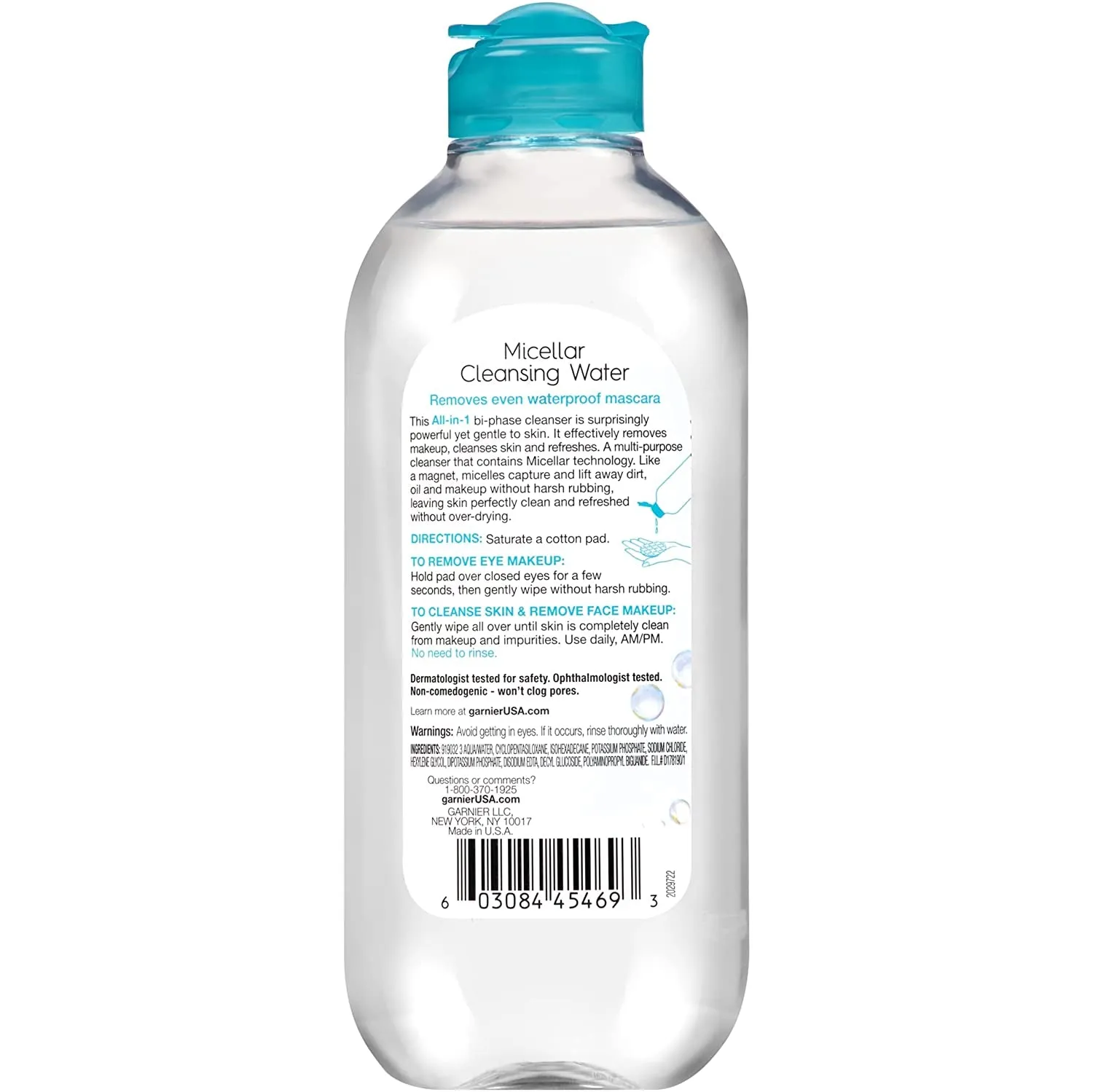 Micellar Water for Waterproof Makeup, Hydrating Facial Cleanser & Makeup Remover, Suitable for Sensitive Skin, Vegan, Cruelty Free, 13.5 Fl Oz (400Ml), 1 Count