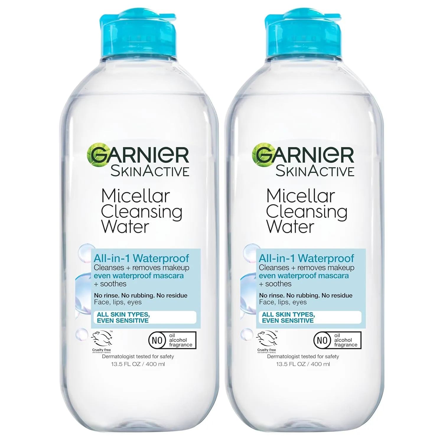 Micellar Water for Waterproof Makeup, Hydrating Facial Cleanser & Makeup Remover, Suitable for Sensitive Skin, Vegan, Cruelty Free, 13.5 Fl Oz (400Ml), 1 Count