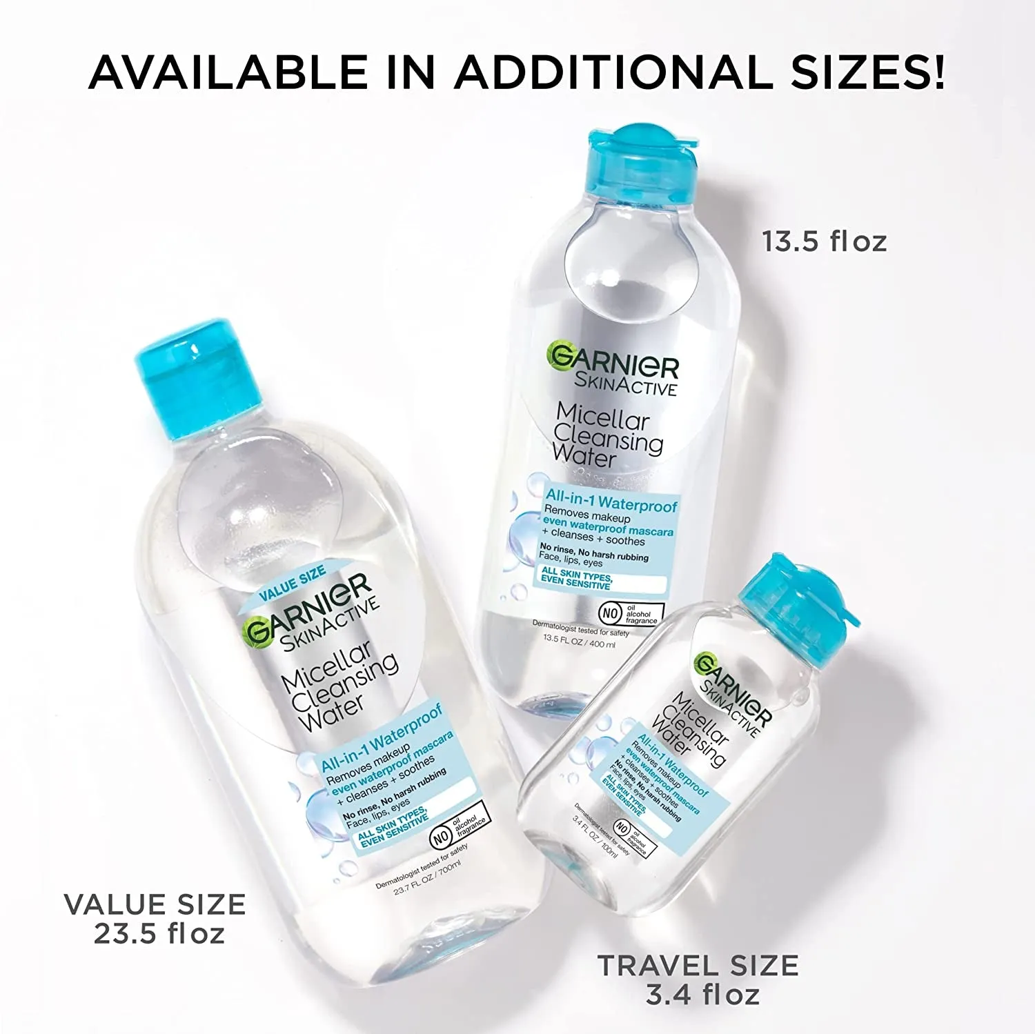 Micellar Water for Waterproof Makeup, Hydrating Facial Cleanser & Makeup Remover, Suitable for Sensitive Skin, Vegan, Cruelty Free, 13.5 Fl Oz (400Ml), 1 Count