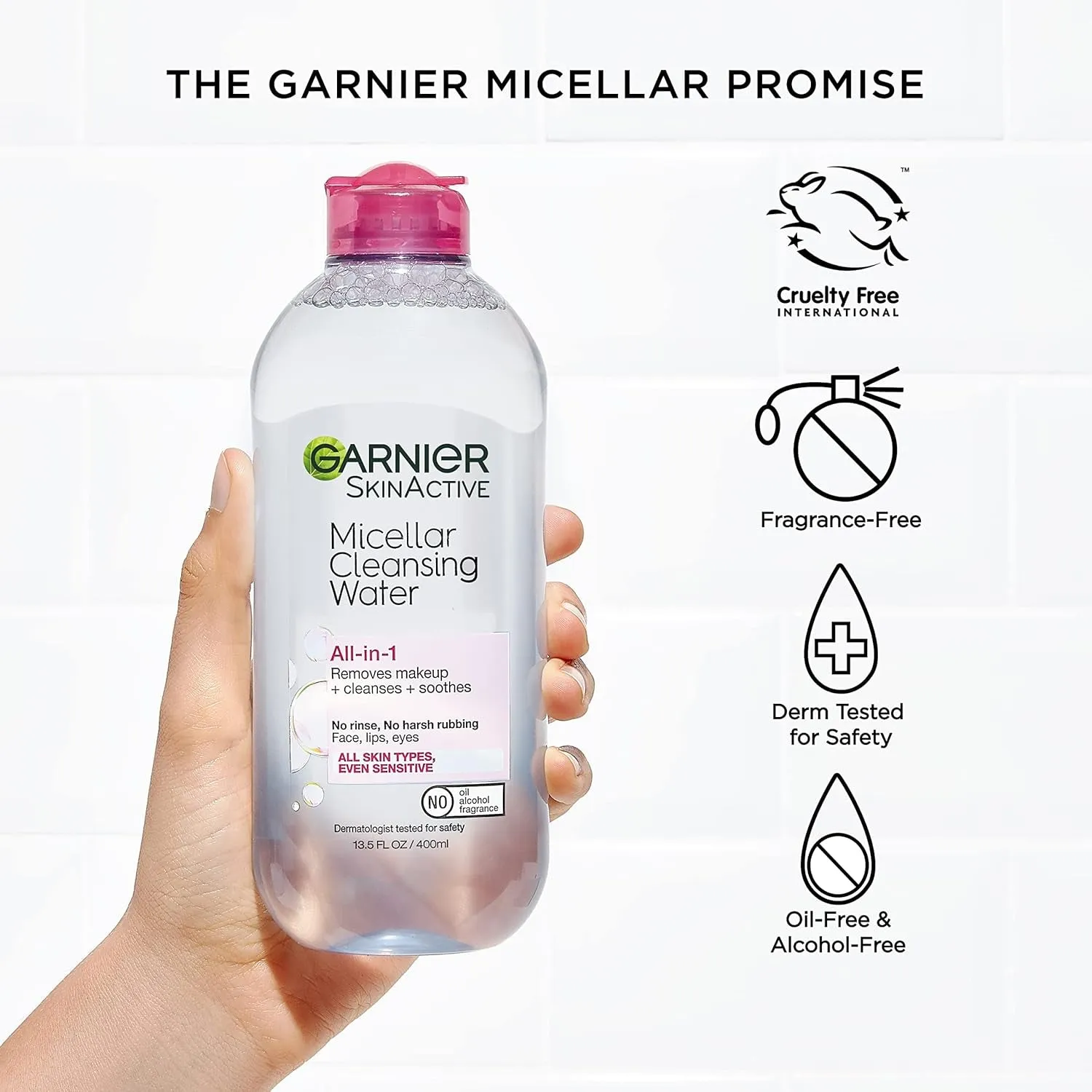 Micellar Water, Hydrating Facial Cleanser & Makeup Remover, Suitable for Sensitive Skin, Vegan, Cruelty Free, 13.5 Fl Oz (400Ml), 2 Count