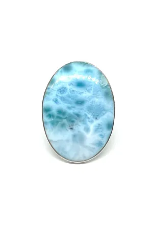 Modern Sterling Silver Larimar Ring (Size 7 1/2 adjustable)