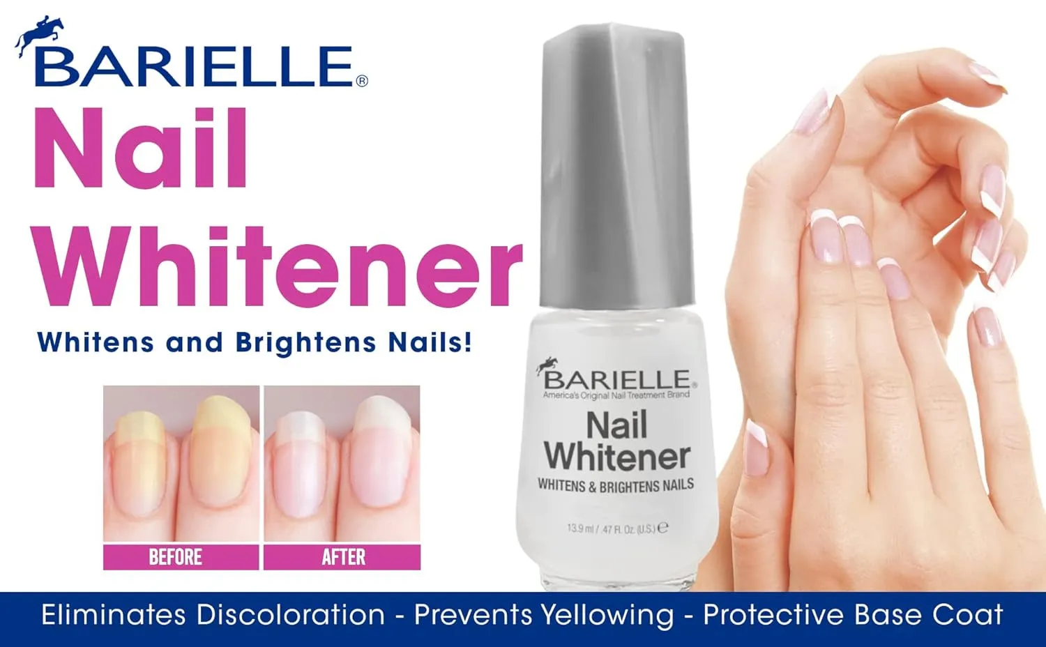 Nail Whitener for Yellow Nails or Dull Nails .47 Oz. (PACK of 2) - Whitening for Nails, Treats Yellow Nails
