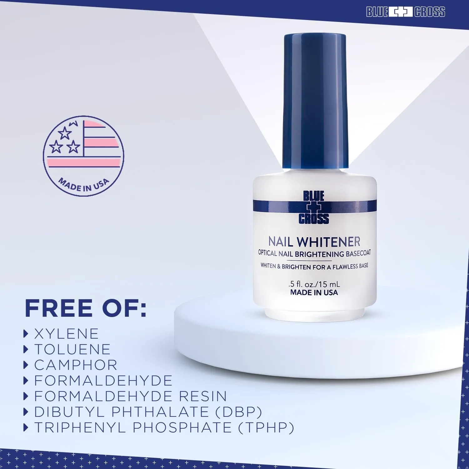 Nail Whitener, Professional Optical Brightening Basecoat Nail Concealer Polish with Vitamin E, Lemon Lime Extracts, Made in USA, 15Ml