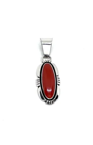 Navajo Lonnie Willie Mediterranean Red Coral Pendant