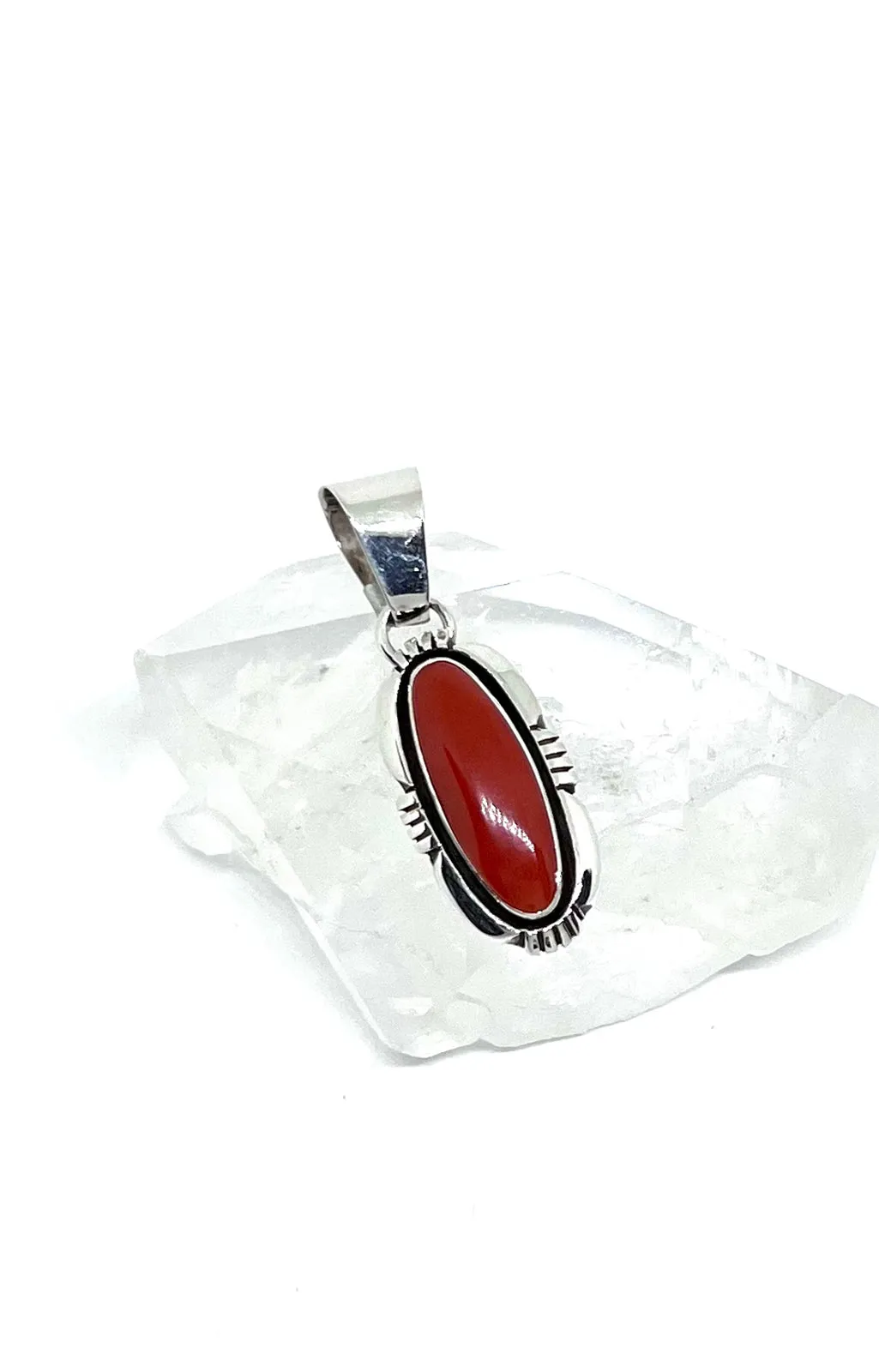 Navajo Lonnie Willie Mediterranean Red Coral Pendant