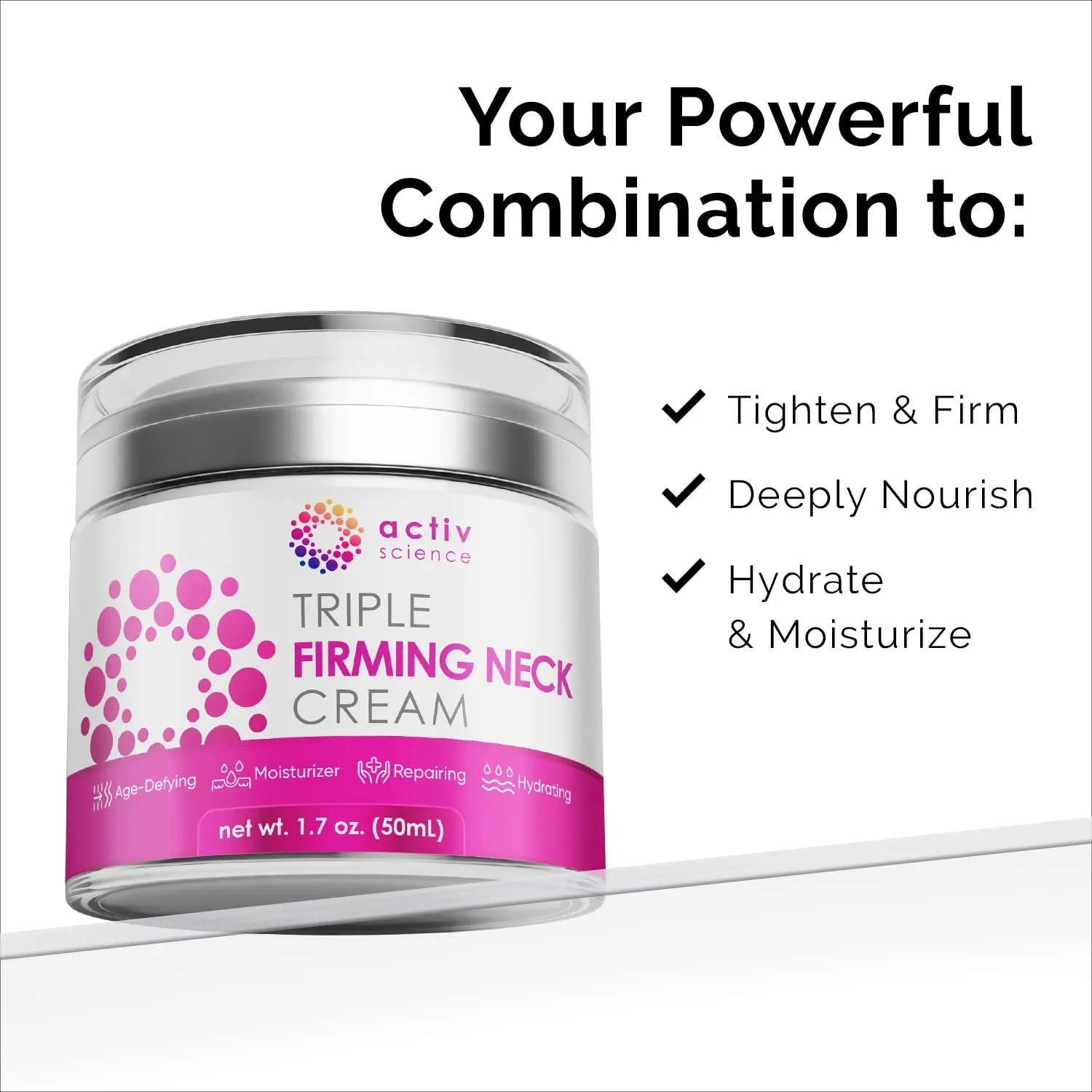 Neck Firming Cream - Natural Anti-Aging Facial Moisturizer with Retinol Collagen & Hyaluronic Acid - Day & Night Anti-Wrinkle Cream - Firming, Hydrating Face Cream