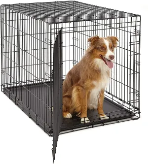 New in box! Life Stages LS-1642 Single Door Folding Crate for Large Dogs(71 - 90lbs) Divider Panel, Floor Protecting Feet, Leak-Proof Dog Tray 42L x 28W x 31H Inches, Large Dog