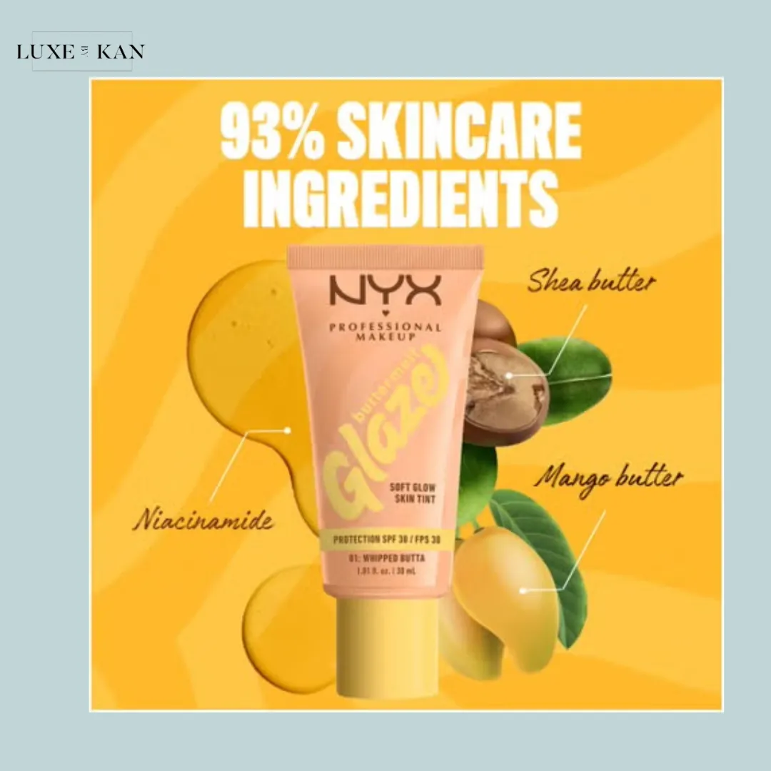 NYX Professional Makeup Buttermelt Glaze Soft Glow Skin Tint   SPF/FPS 30 Foundation (Various Shades)