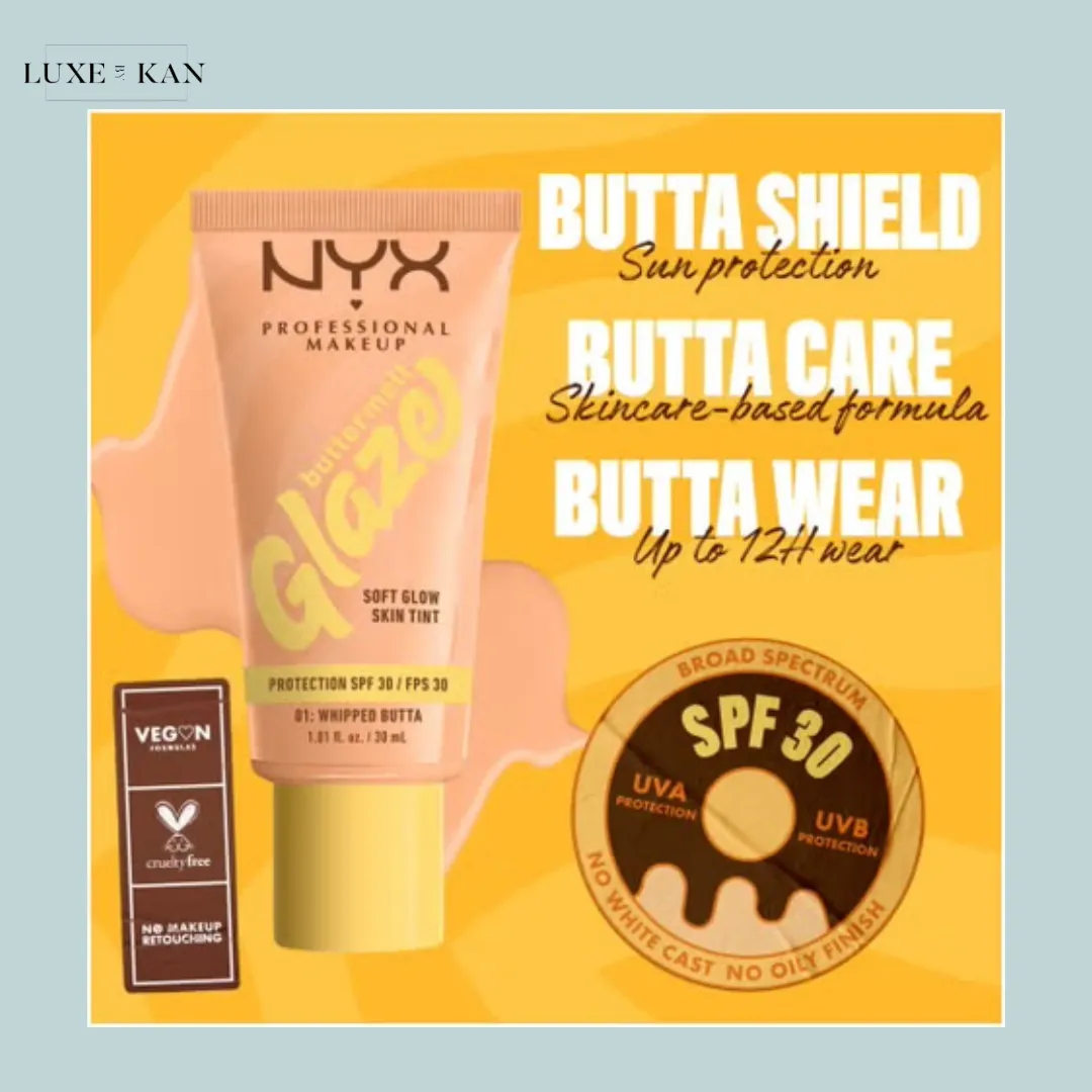 NYX Professional Makeup Buttermelt Glaze Soft Glow Skin Tint   SPF/FPS 30 Foundation (Various Shades)