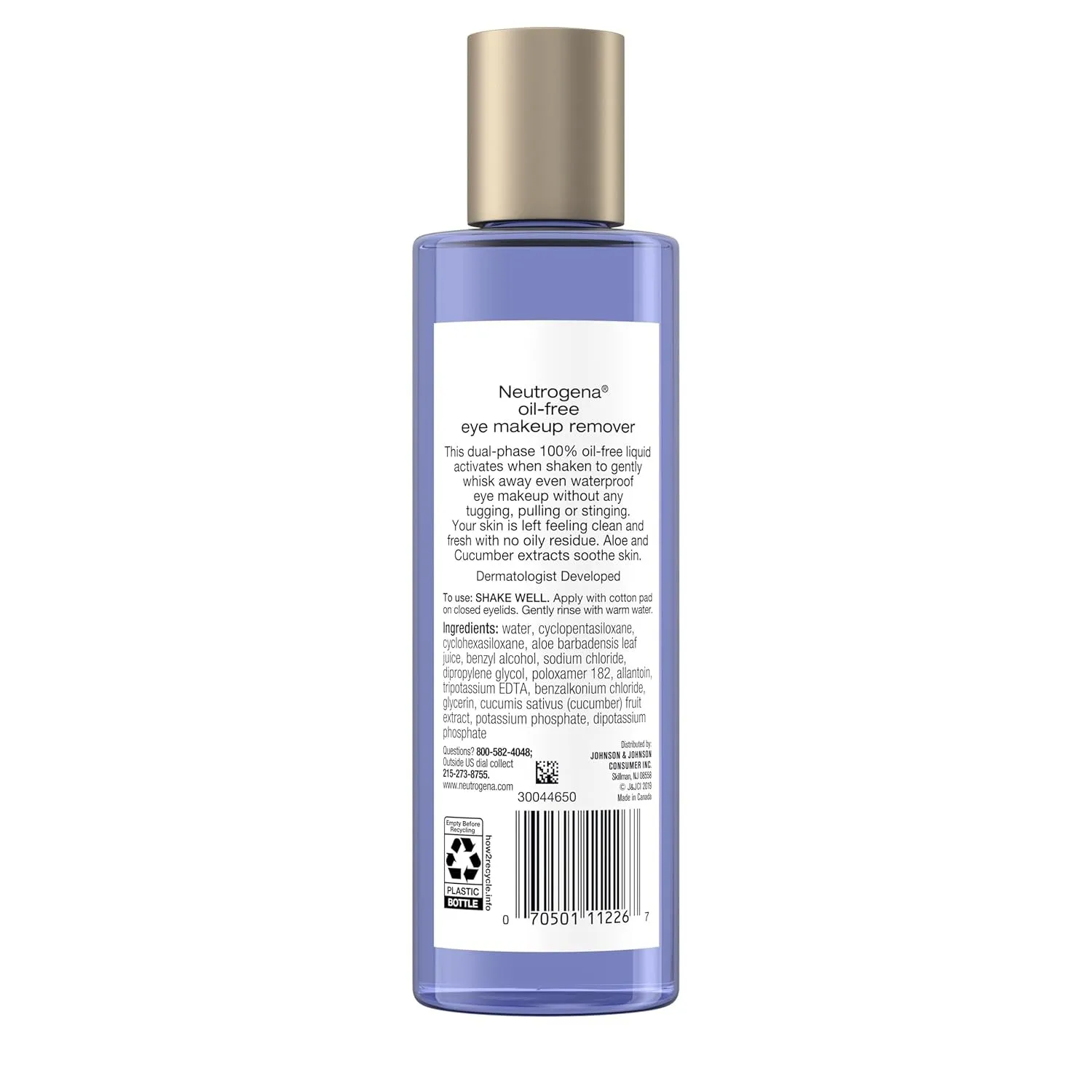 Oil-Free Eye Makeup Remover & Cleanser, Gentle & Non-Greasy Makeup Remover for Waterproof Mascara, 8 Fl. Oz, 2 Pack