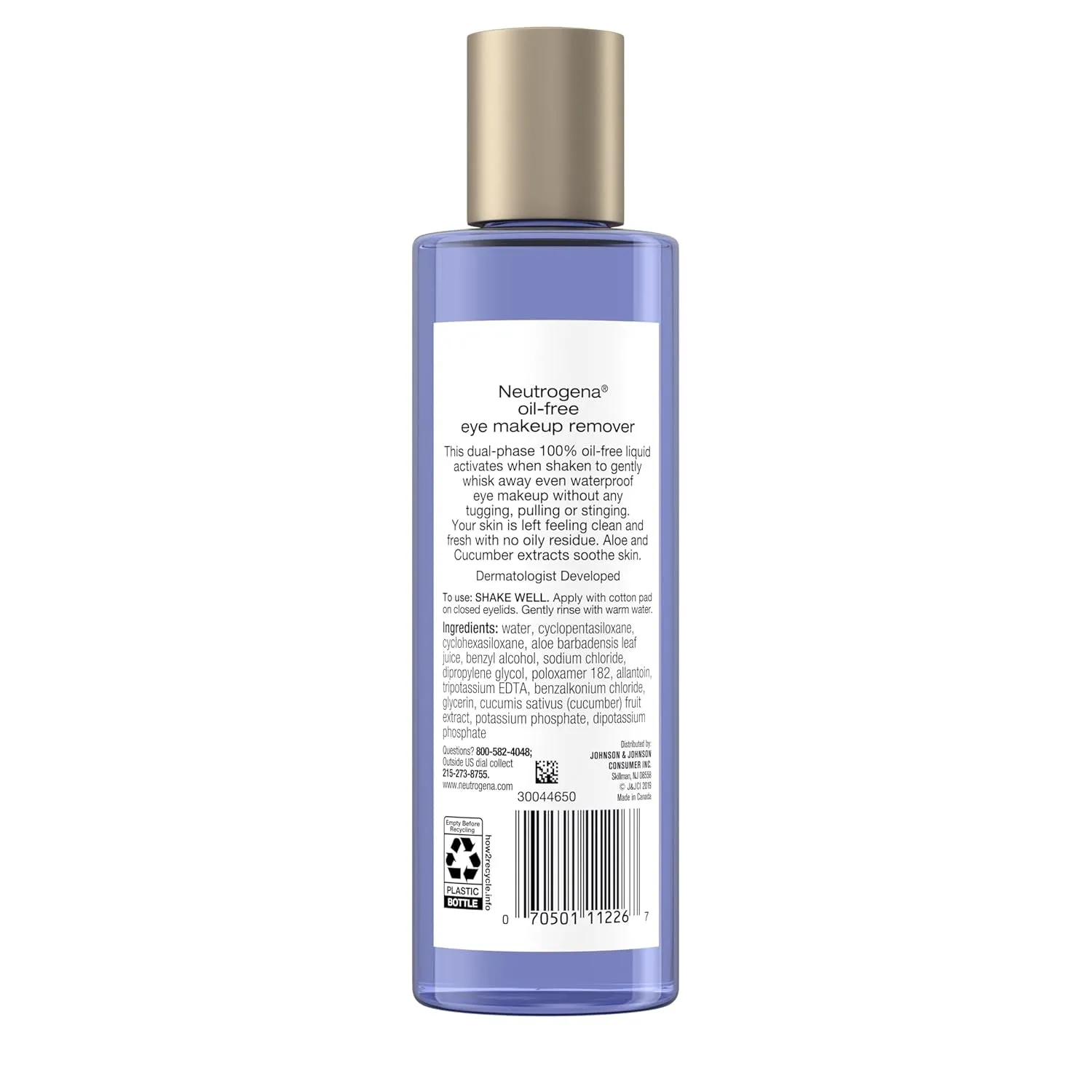 Oil-Free Eye Makeup Remover & Cleanser, Gentle & Non-Greasy Makeup Remover for Waterproof Mascara, 8 Fl. Oz, 2 Pack