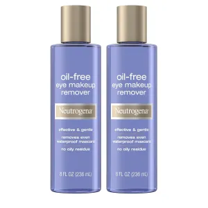 Oil-Free Eye Makeup Remover & Cleanser, Gentle & Non-Greasy Makeup Remover for Waterproof Mascara, 8 Fl. Oz, 2 Pack