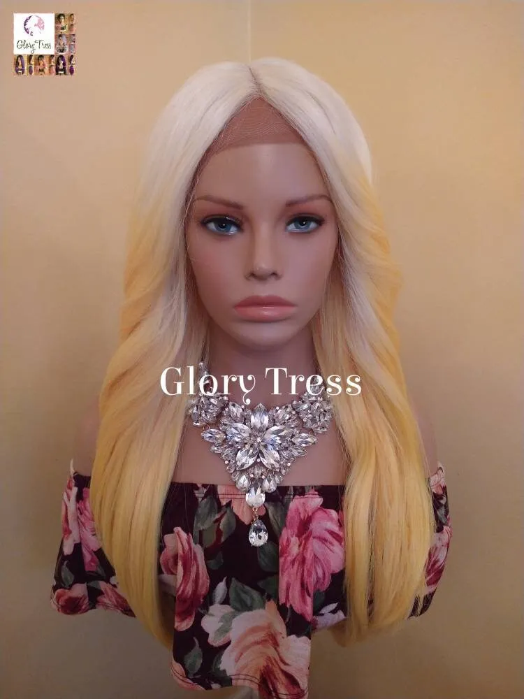 Ombre Yellow Wig, Long Loose Curly Lace Front Wig, Yaki Texture, Glory Tress Wig, ON SALE // GLADNESS