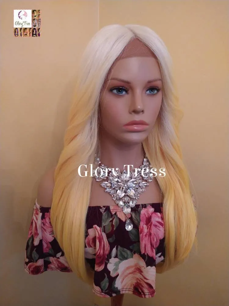 Ombre Yellow Wig, Long Loose Curly Lace Front Wig, Yaki Texture, Glory Tress Wig, ON SALE // GLADNESS