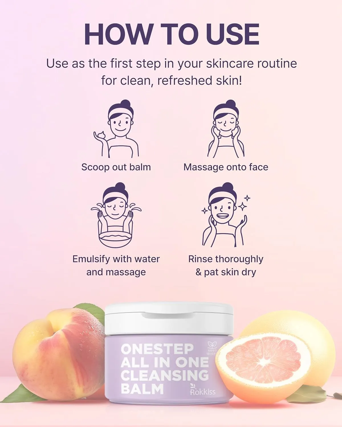 One-Step Cleansing Balm (5.1Fl Oz) - Ph-Balanced Gentle Daily Facial Cleansing and Makeup Remover. Shea Butter, Grapefruit and Peach Extracts.
