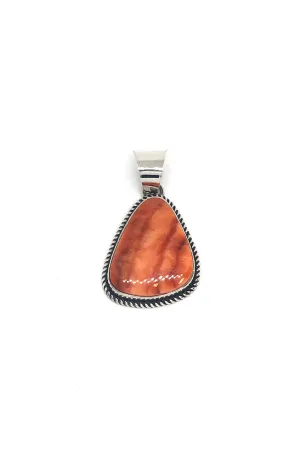 Orange Spiny Shell Silver Pendant