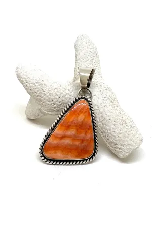 Orange Spiny Shell Silver Pendant