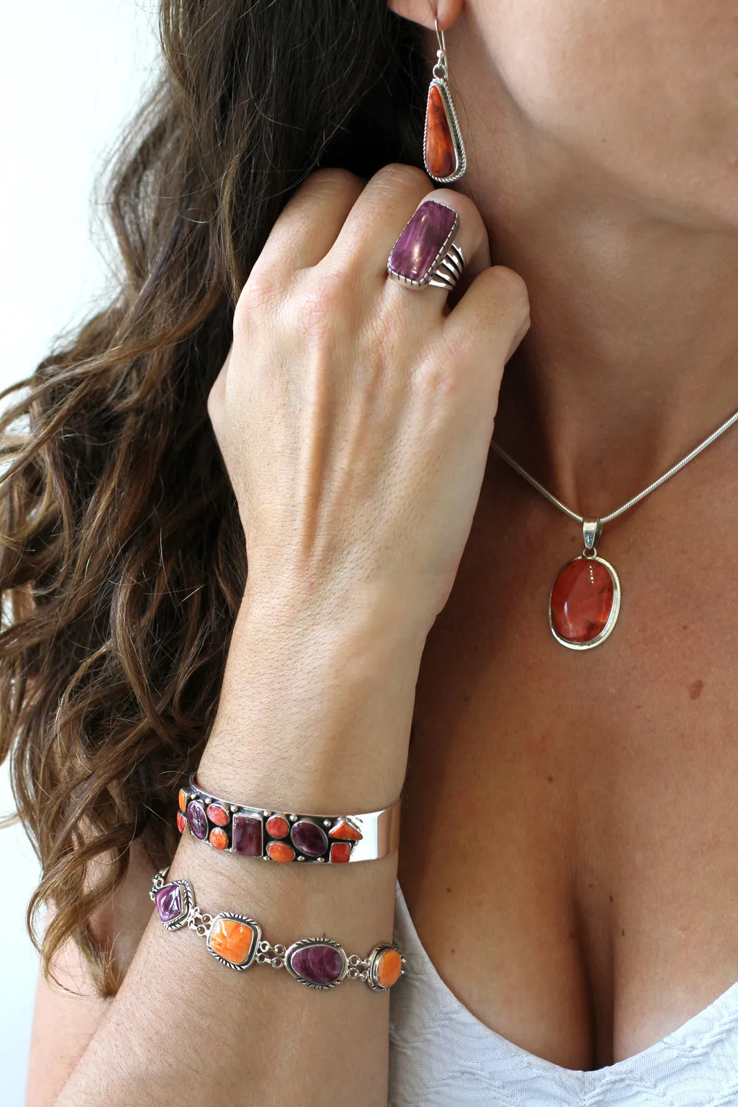 Oval Orange Shell Oyster Pendant