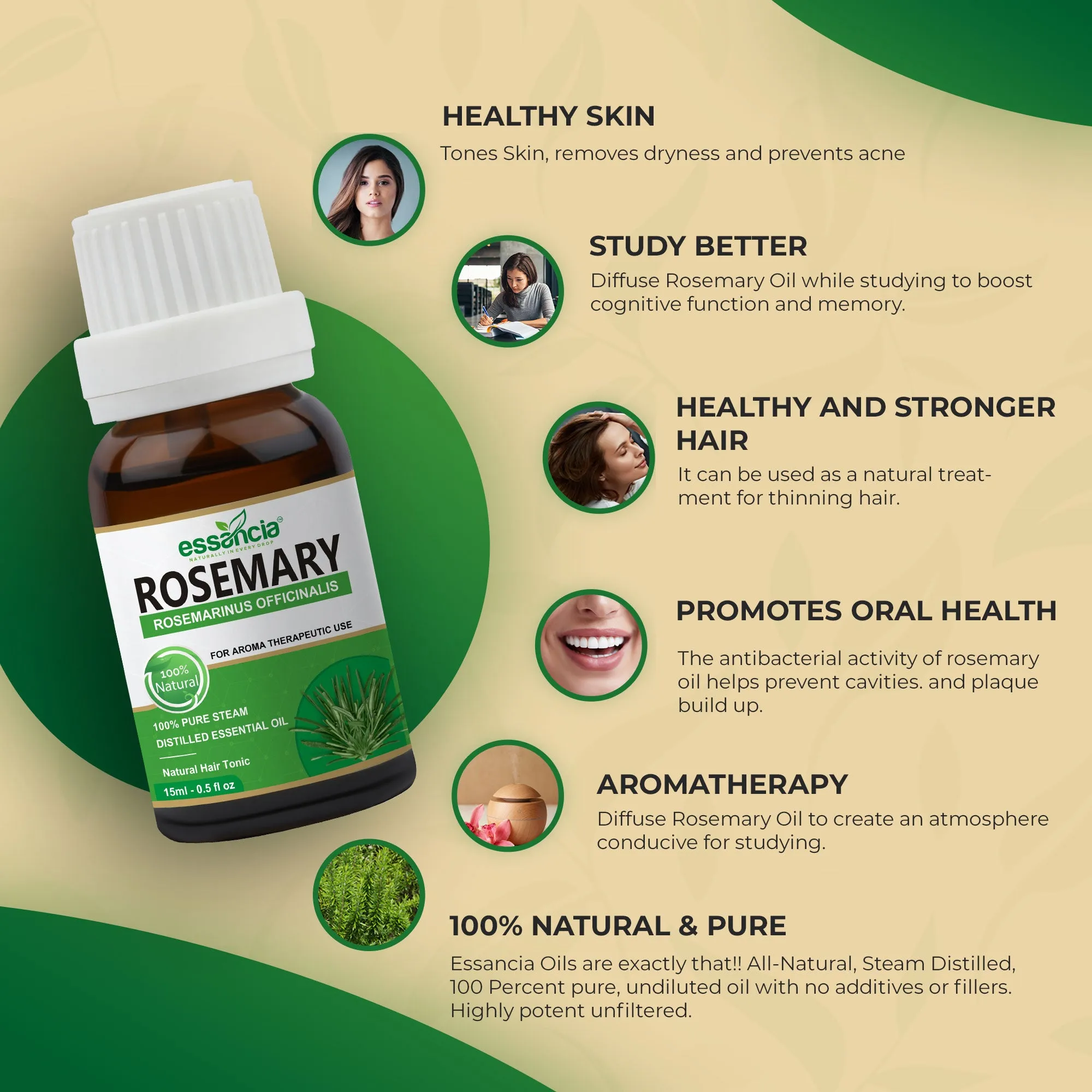 Pack of 10 Essential & Carrier Oils (Tea Tree, Lavender, Orange, Peppermint, Eucalyptus, Rosemary & Jojoba, Argan, Avocado, Rosehip)