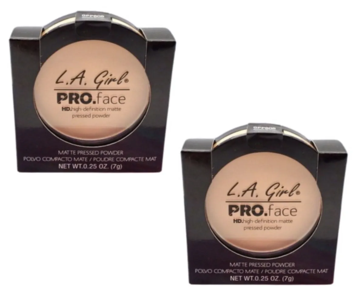 Pack of 2 L.A. Girl PRO Face High Definition Matte Pressed Powder, Soft Honey GPP608
