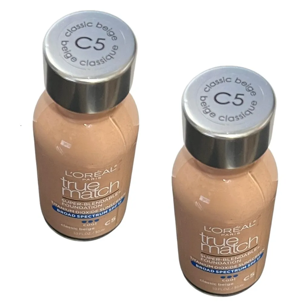Pack of 2 L'Oreal Paris Makeup True Match Super-Blendable Liquid Foundation, Classic Beige C5