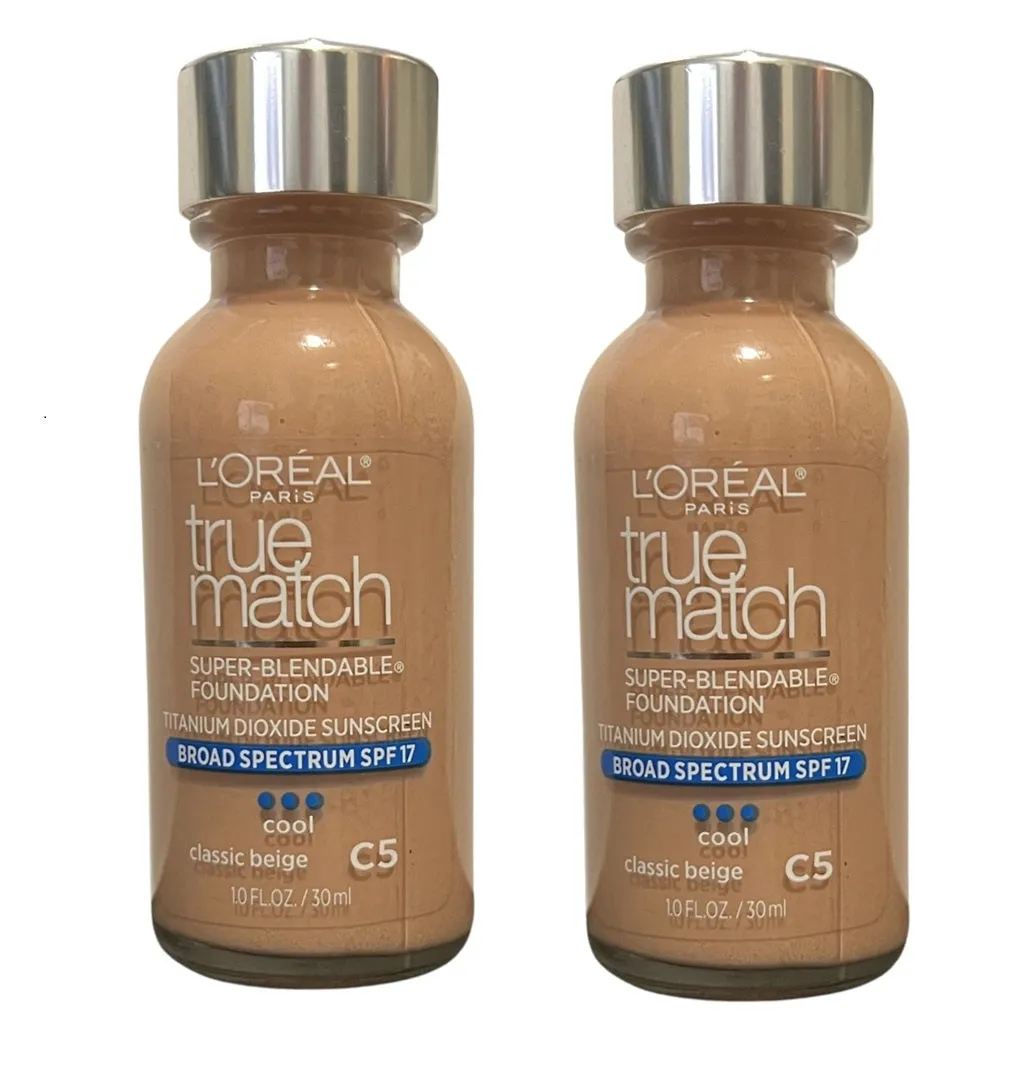 Pack of 2 L'Oreal Paris Makeup True Match Super-Blendable Liquid Foundation, Classic Beige C5