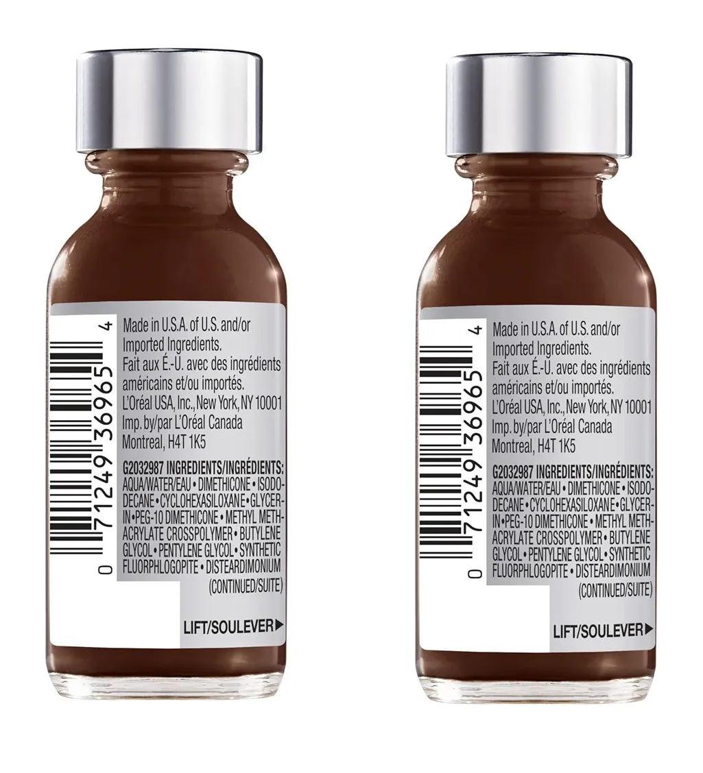 Pack of 2 L'Oreal Paris Makeup True Match Super-Blendable Liquid Foundation, Dark Chocolate C12