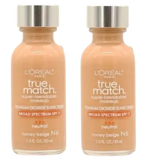 Pack of 2 L'Oreal Paris Makeup True Match Super-Blendable Liquid Foundation, Honey Beige n6