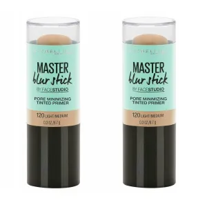 Pack of 2 Maybelline Master Blur Stick Pore Minimizing Tinted Primer, Light/Medium 120
