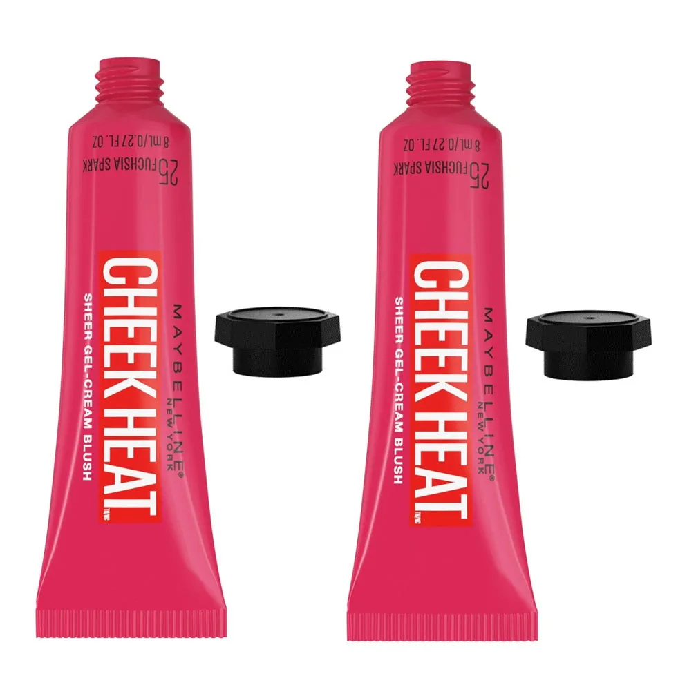 Pack of 2 Maybelline New York Cheek Heat Sheer Gel-Cream Blush, Fuchsia Spark 25