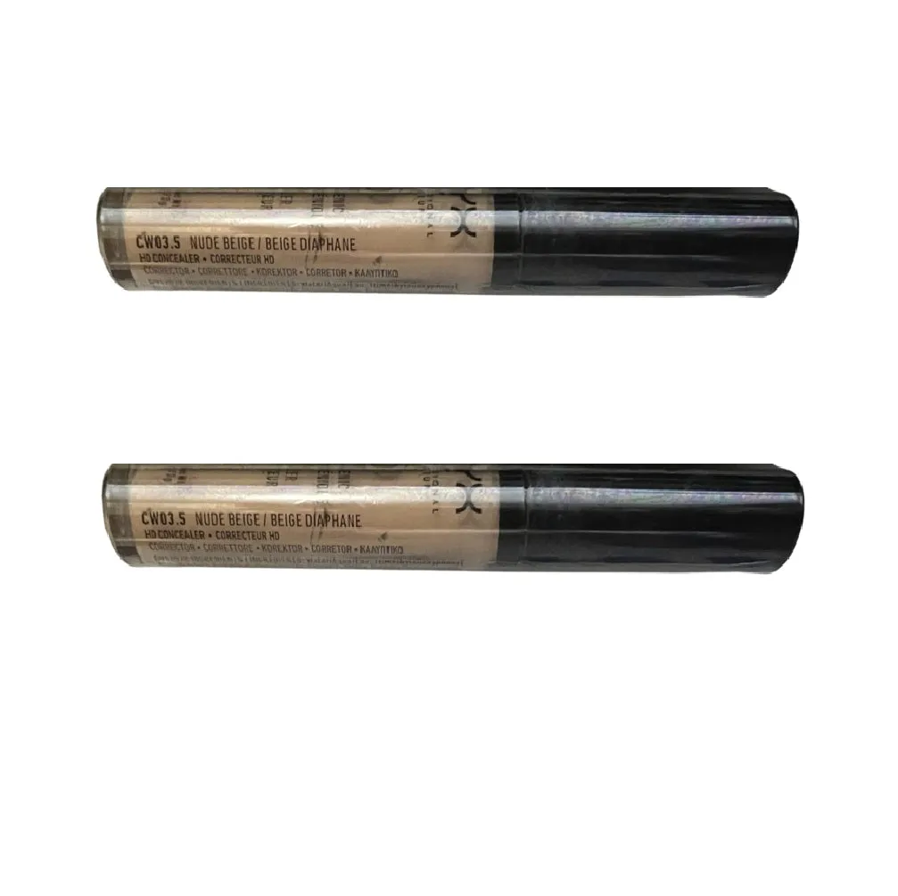 Pack of 2 NYX Professional Makeup HD Studio Photogenic Liquid Concealer, Nude Beige CW03.5