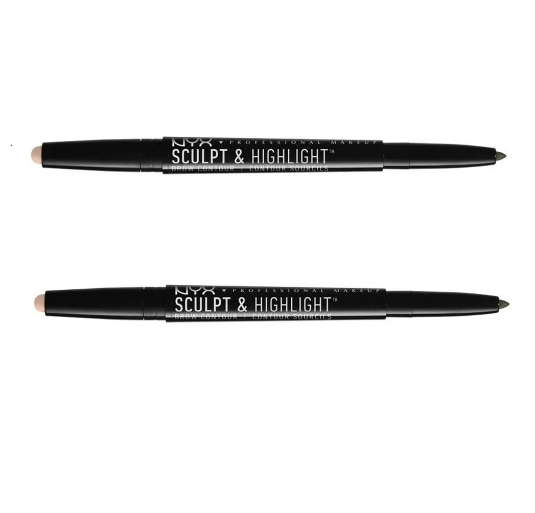 Pack of 2 NYX PROFESSIONAL MAKEUP Sculpt and Highlight Brow Contour, Black/Golden Peach SHBC08