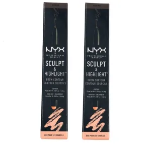 Pack of 2 NYX PROFESSIONAL MAKEUP Sculpt and Highlight Brow Contour, Black/Golden Peach SHBC08