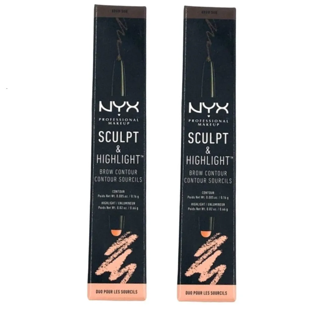 Pack of 2 NYX PROFESSIONAL MAKEUP Sculpt and Highlight Brow Contour, Black/Golden Peach SHBC08