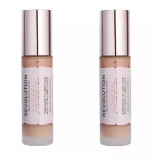 Pack of 2 Revolution Beauty Conceal & Hydrate Radiance Foundation with Hyaluronic Acid, F11