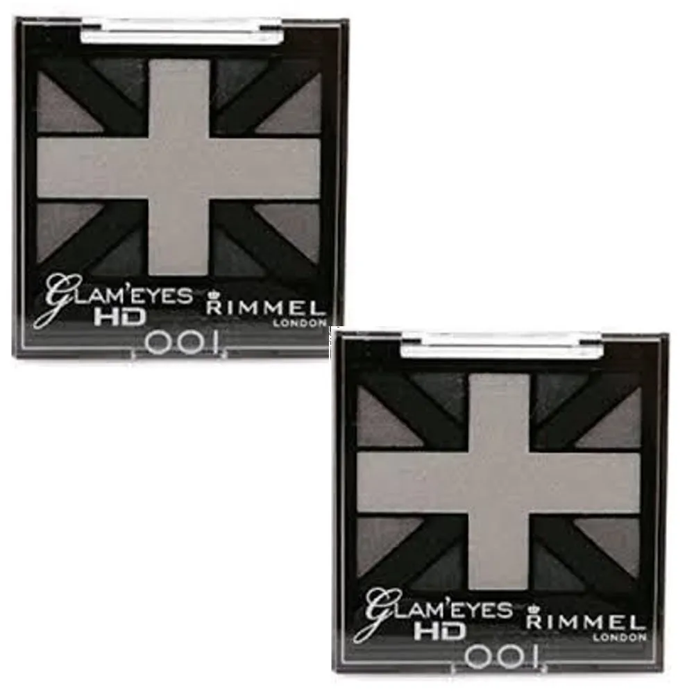 Pack of 2 Rimmel London Glam Eyes HD Quad Eye Shadow, Black Cab 001