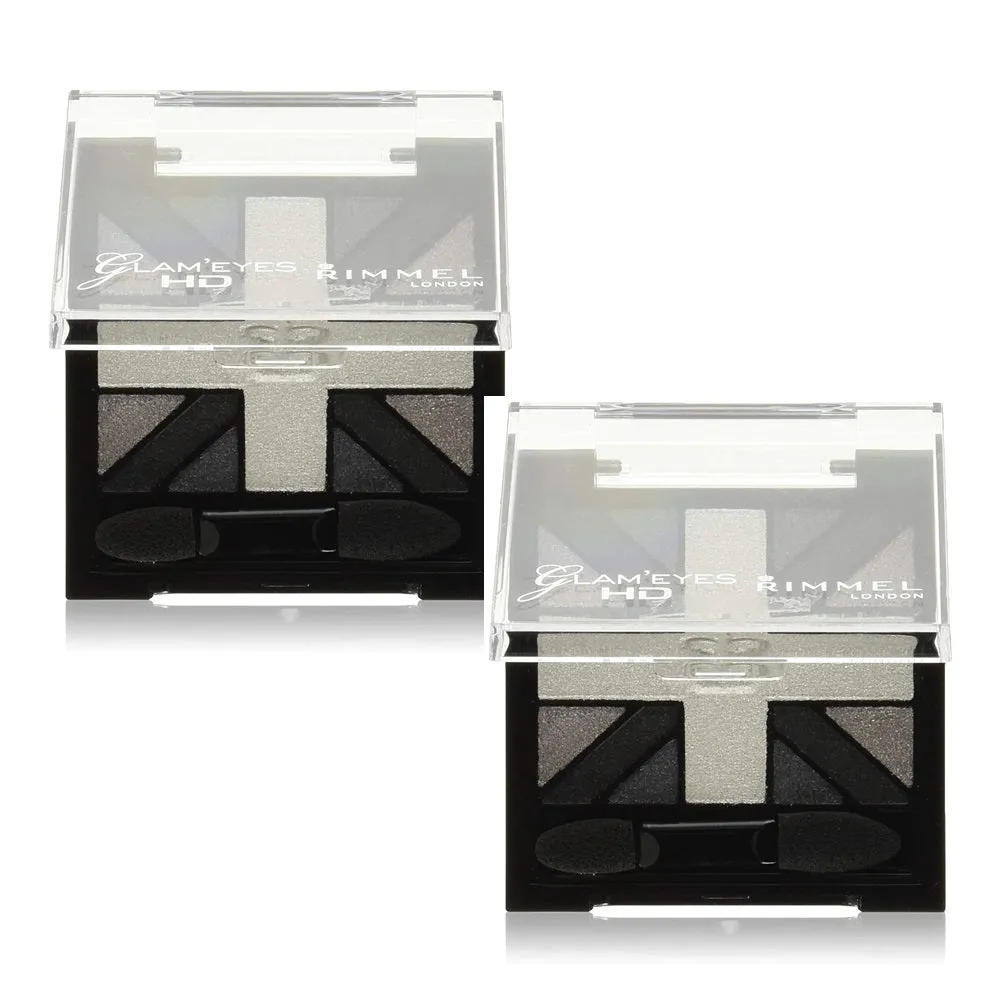 Pack of 2 Rimmel London Glam Eyes HD Quad Eye Shadow, Black Cab 001