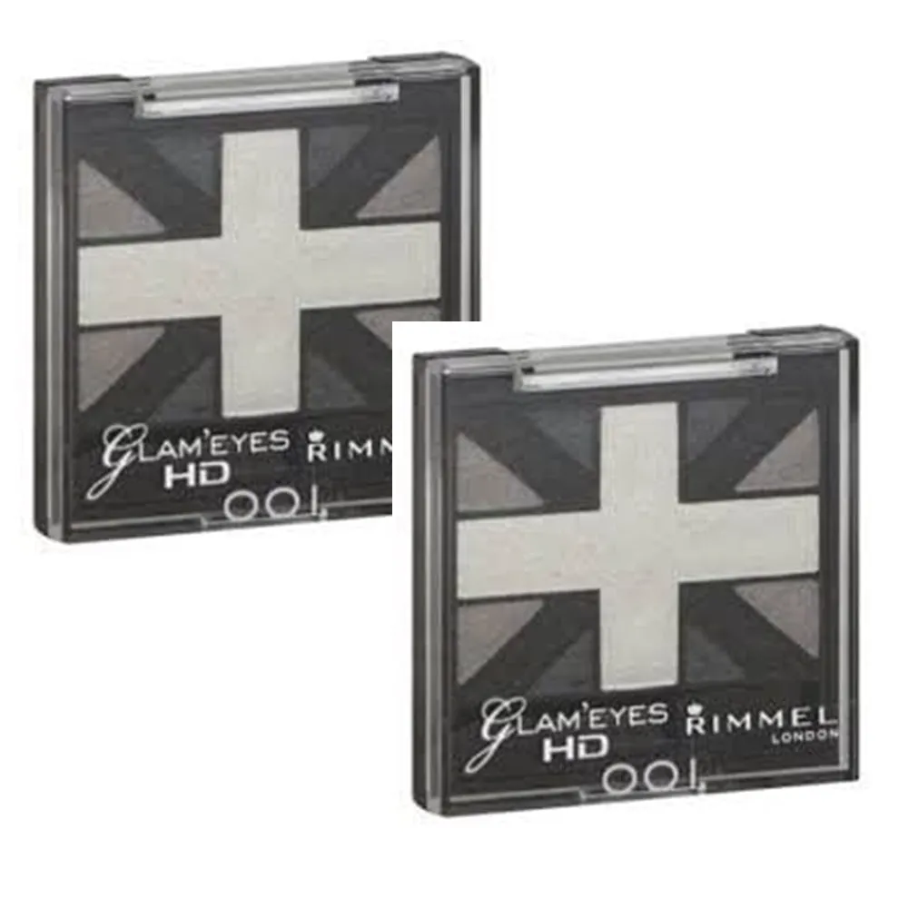 Pack of 2 Rimmel London Glam Eyes HD Quad Eye Shadow, Black Cab 001