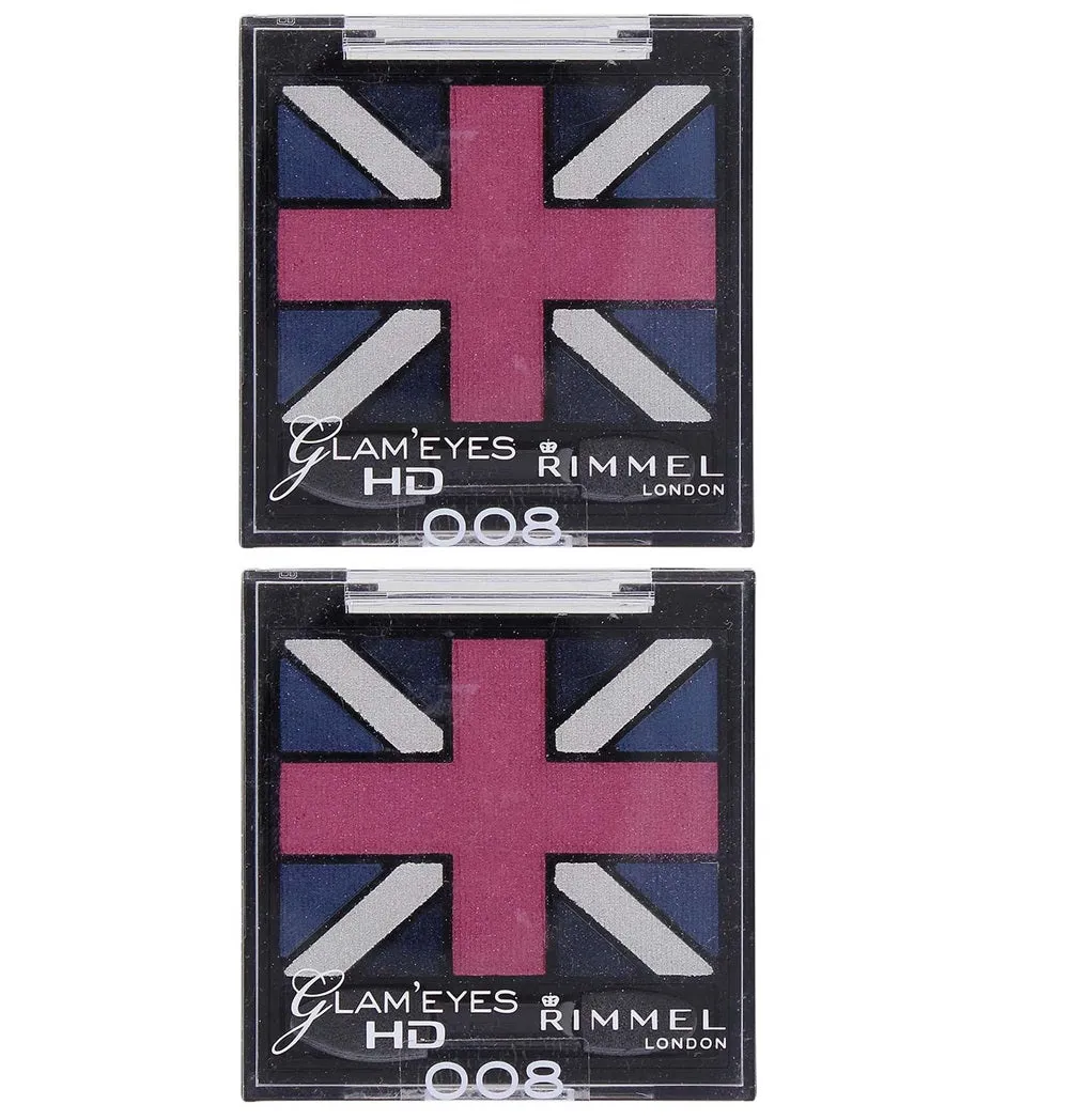 Pack of 2 Rimmel London Glam Eyes HD Quad Eye Shadow, True Union Jack 008