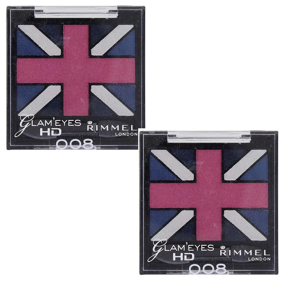 Pack of 2 Rimmel London Glam Eyes HD Quad Eye Shadow, True Union Jack 008