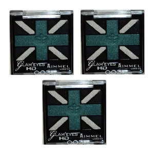 Pack of 3 Rimmel London Glam Eyes HD Quad Eye Shadow, Royal Blue 003