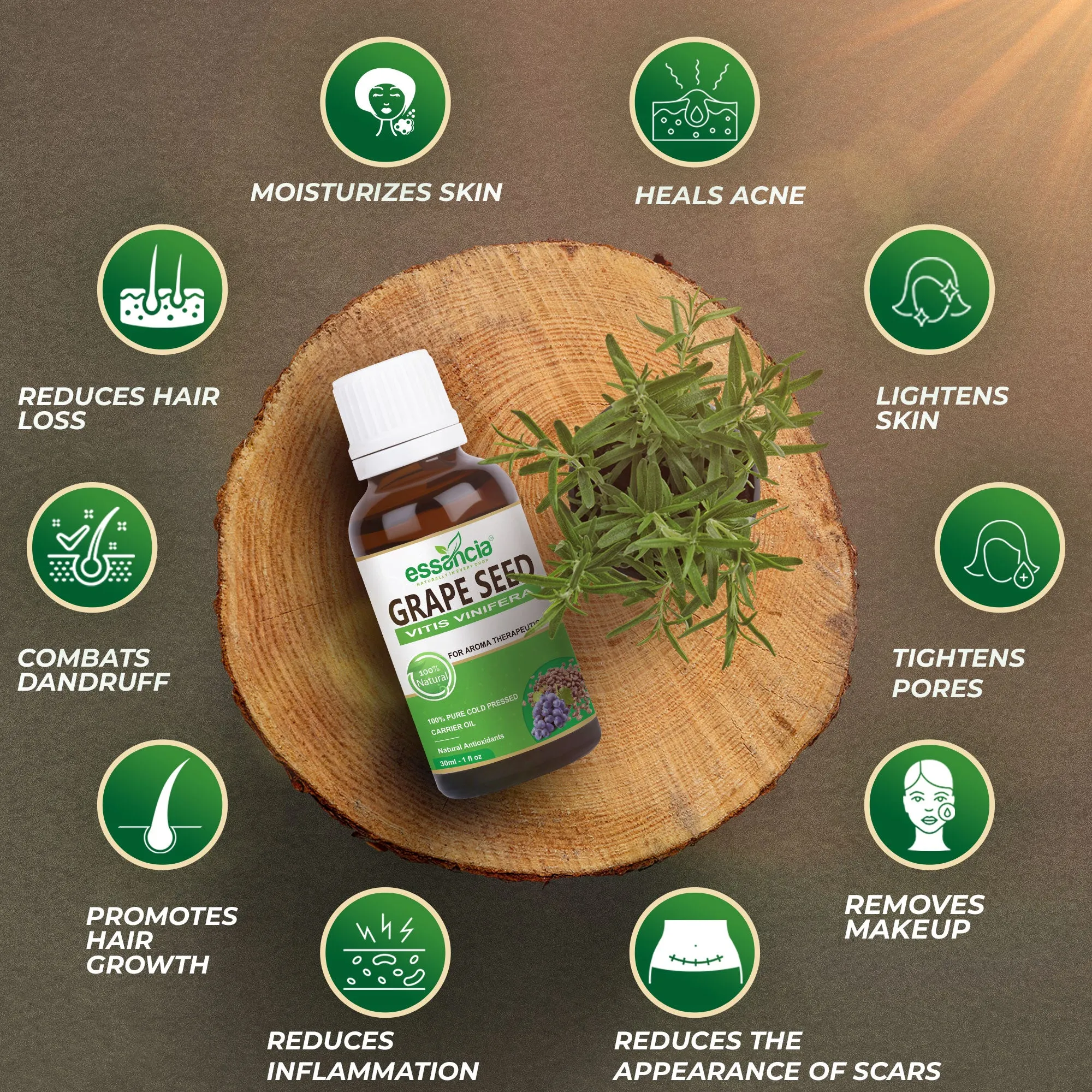 Pack of 5 Carrier Oils (Jojoba, Argan, Avocado, Grape Seed,  Rosehip)