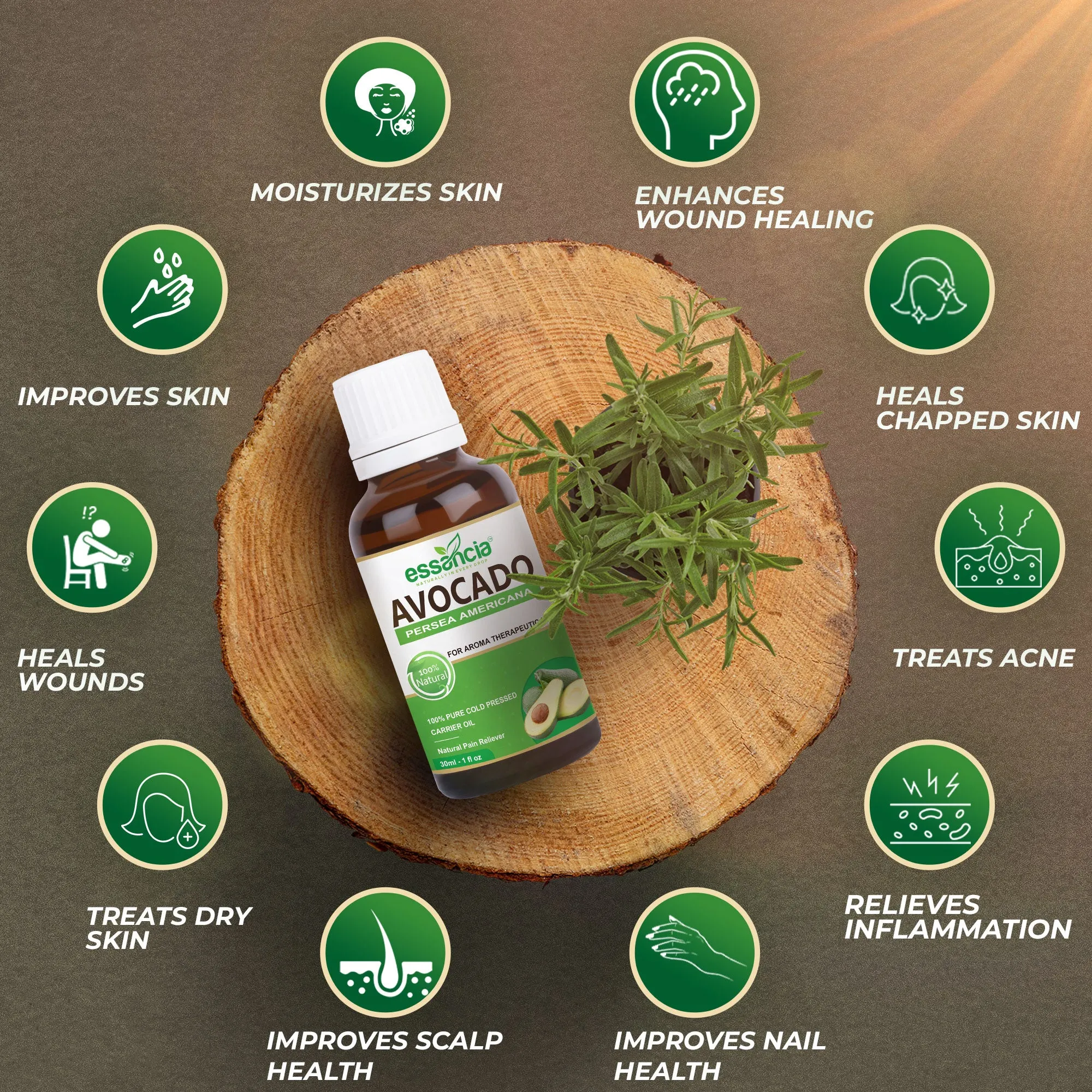Pack of 5 Carrier Oils (Jojoba, Argan, Avocado, Grape Seed,  Rosehip)