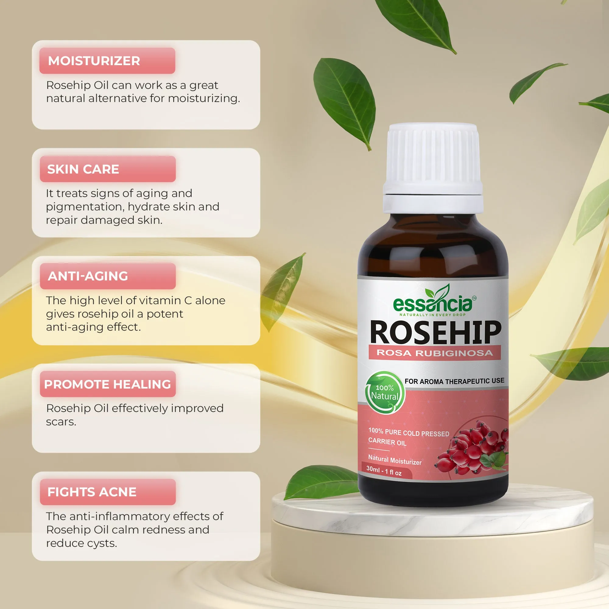 Pack of 5 Carrier Oils (Jojoba, Argan, Avocado, Grape Seed,  Rosehip)