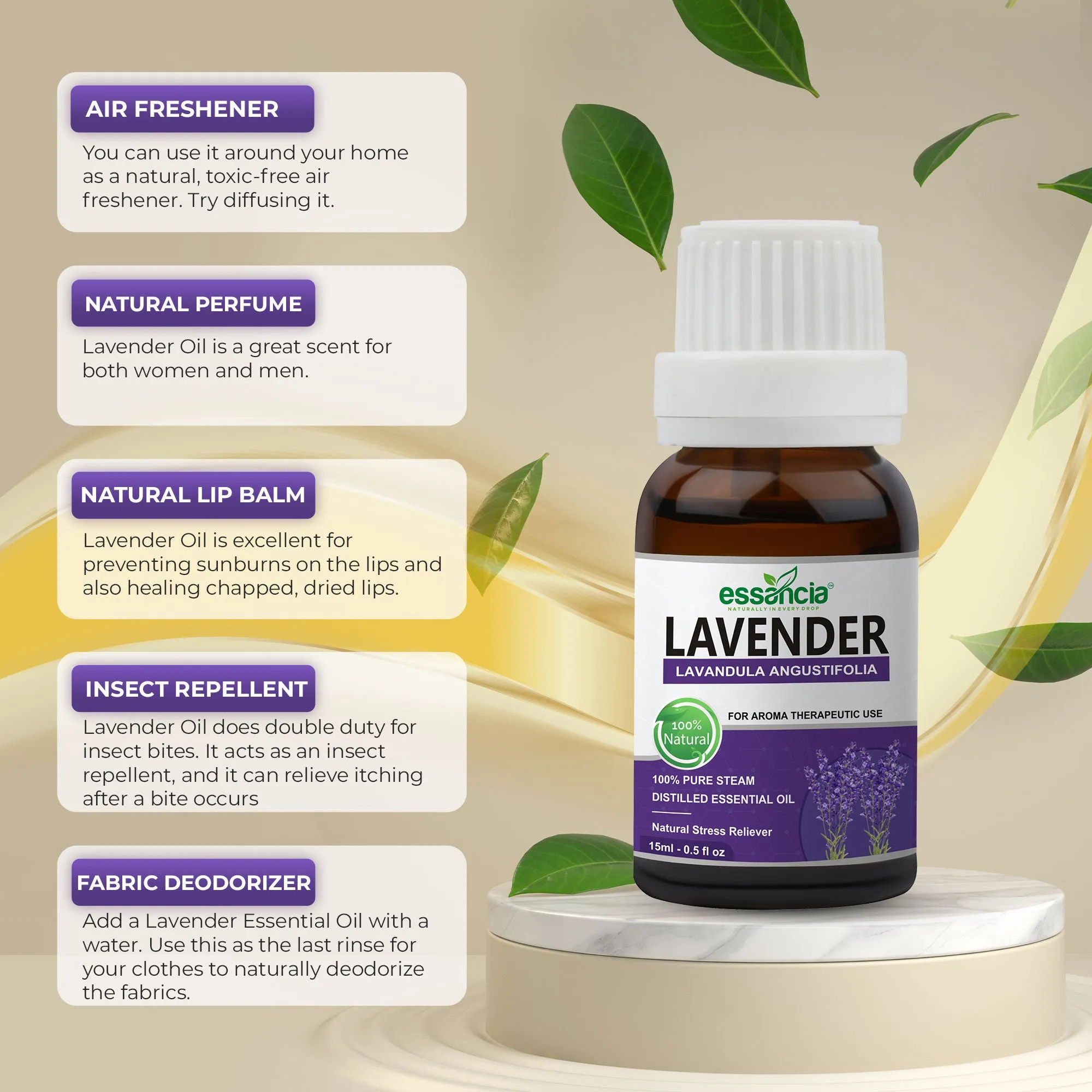 Pack of 5 Essential & Carrier Oils (Tea Tree, Lavender, Cedarwood, Argan, Jojoba)